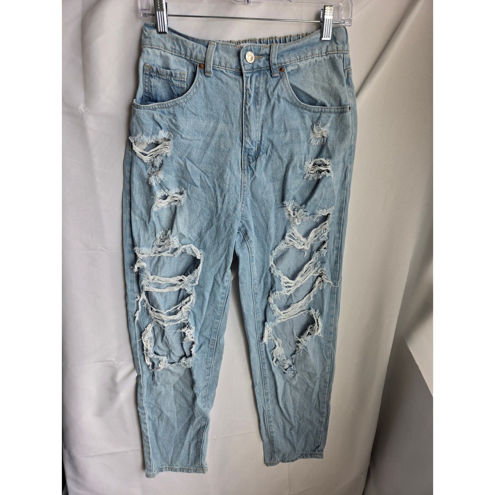 Wax Jean Collection Jeans Womens Medium Blue Light Wash Mom High Rise Tapered